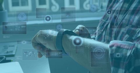 Businessman Using Smartwatch with Digital Interface Overlay - Download Free Stock Images Pikwizard.com