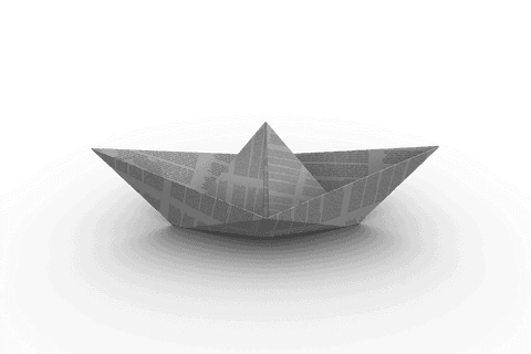 Origami Newspaper Boat on Transparent Background
