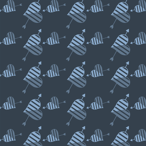 Striped heart pattern with arrows on transparent background