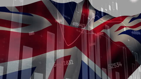 UK Flag Overlays Economic Data | Crossing Figures Concept