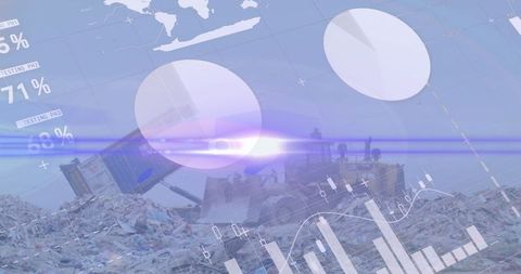 Environmental impact data overlay on landfill scene