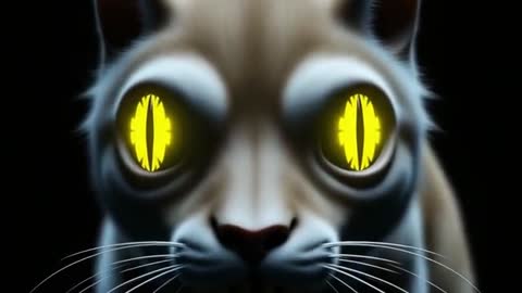 Mysterious Feline Eyes Morphing in Darkness