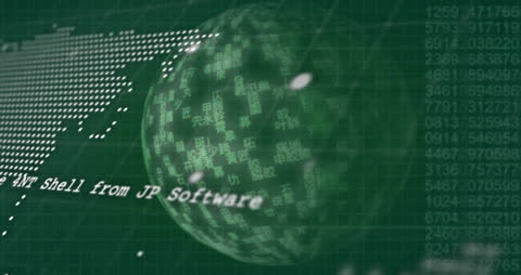 Digital Data Stream Overlay on Futuristic Globe Background