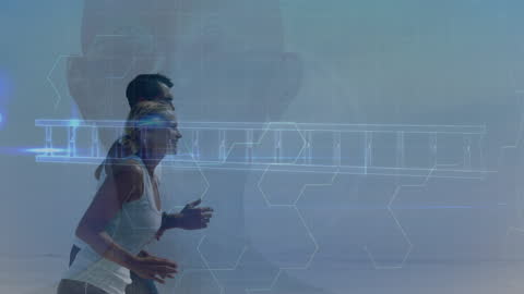 Futuristic Runners with Digital Graph Overlay