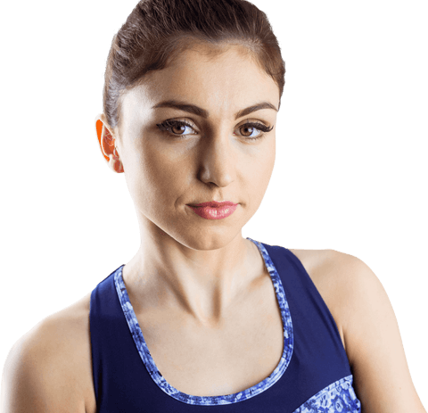 Confident Brunette Athlete in Transparent Background