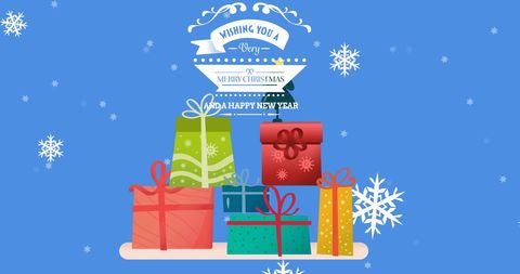 Festive Christmas and New Year Greeting with Gift Boxes and Snowflakes - Download Free Stock Images Pikwizard.com