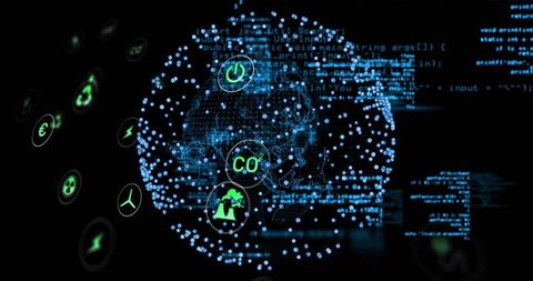 Advanced Digital Network Interfacing with Futuristic Blockchain Icons