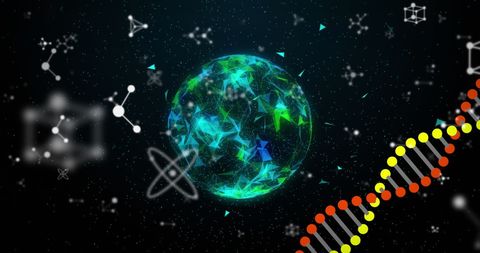 Digital Global Medicine Genetics Concept with DNA and Molecules