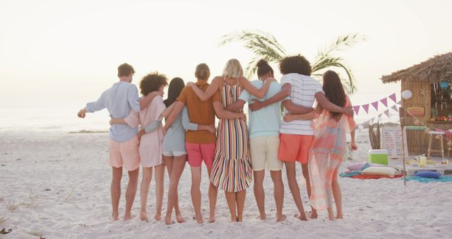 Diverse Group Enjoying Togetherness at Beach - Download Free Stock Images Pikwizard.com