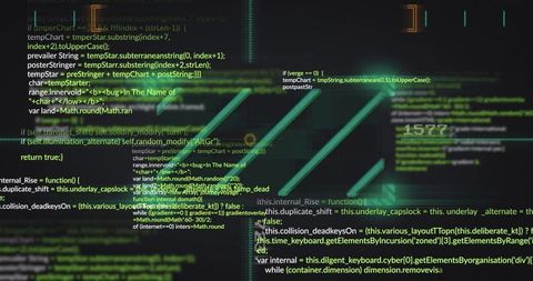 Displaying Futuristic Cyber HUD with Layered Neon-Green Source Code and Dashboard 1577