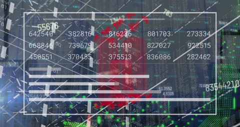 Data Processing Animation with Cityscape Overlay