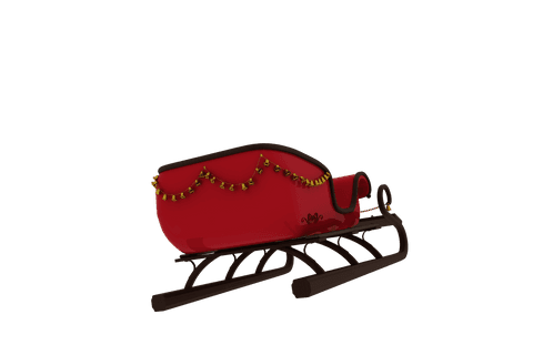 Christmas red sledge with garland transparent background