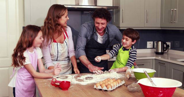 Close-knit Family Enjoys Baking Together in Modern Kitchen - Download Free Stock Images Pikwizard.com