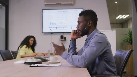 Animated Business Meeting with Digital Elements