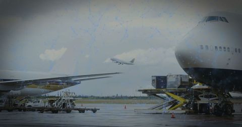 Airplane Taking Off Overlayed with Digital QR Code - Download Free Stock Images Pikwizard.com