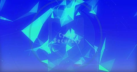 Futuristic cybersecurity hud scanning with cyan shards and radial rings