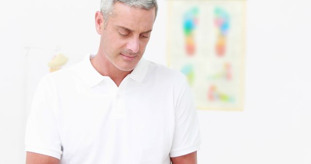 Male Chiropractor in White Polo Working in Bright Office - Download Free Stock Images Pikwizard.com