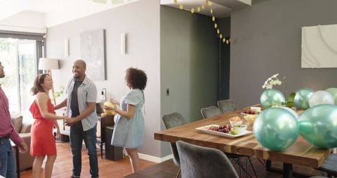 Joyful Friends Gathering at a Cozy House-Warming Party