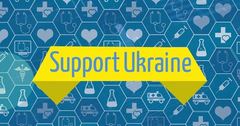 Support ukraine digital interface with medical icons