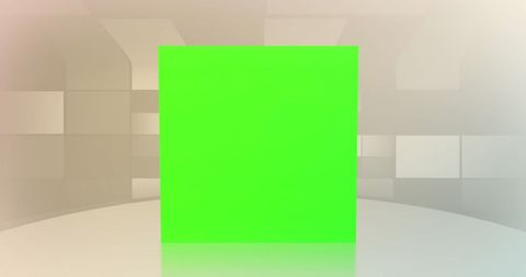 Green square with abstract geometric digital background