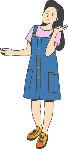 Youthful Cartoon Girl Offering Hand on Transparent Background