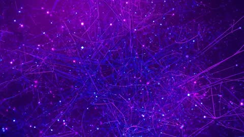 Pulsing Digital Network Featuring Magenta-Blue Node Filaments