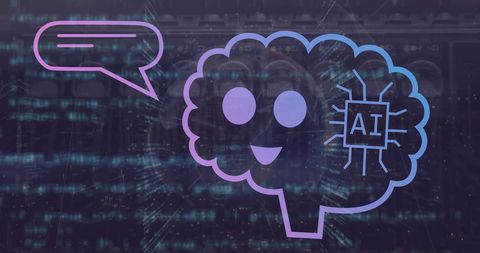 artificial intelligence icon on digital data background - Download Free Stock Images Pikwizard.com