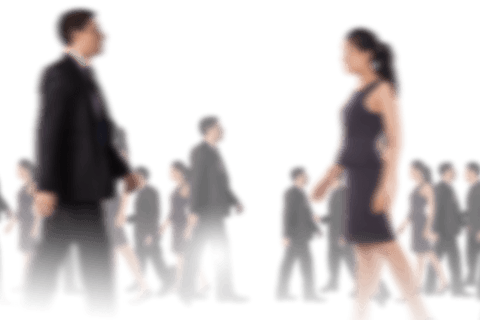 Blurred Business People Walking on Transparent Background