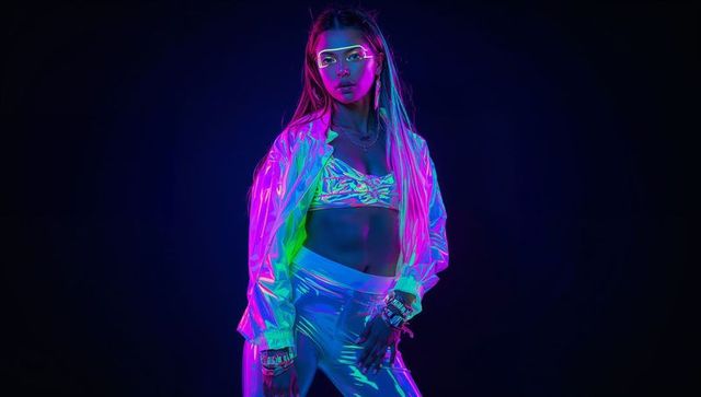Futuristic Neon Fashion in Bold Cyberpunk Style