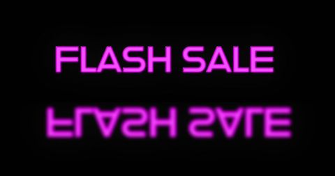 Bright Pink Neon Flash Sale Sign on Black Background