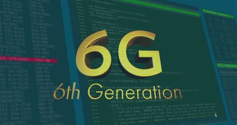 6g technology concept with digital data background