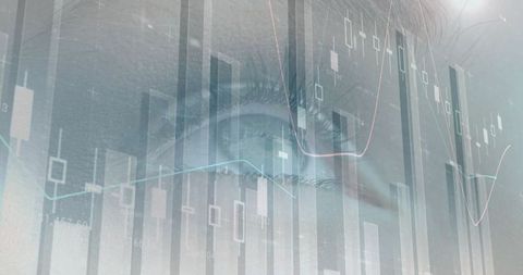 Futuristic Finance Technology Overlay on Woman's Eye