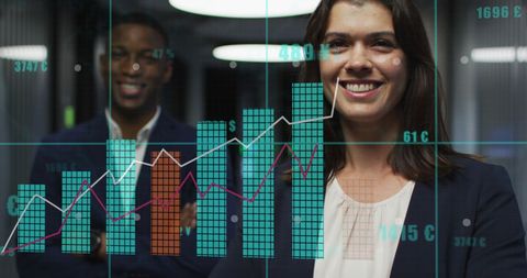 Business Professionals Confident with Financial Growth Data Analysis