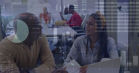 business data team analyzing statistics in modern office - Download Free Stock Images Pikwizard.com