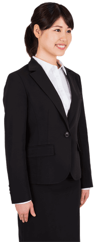 Transparent Portrait of Smiling Asian Businesswoman Isolated in Professional Attire