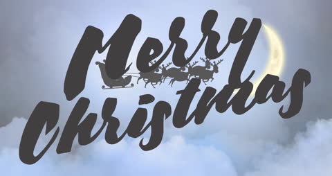 Merry Christmas Greeting with Santa's Sleigh