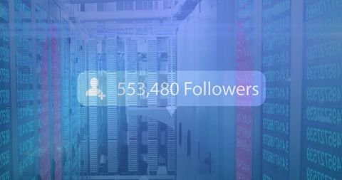 Followers Growth Overlay in Modern Data Center - Download Free Stock Images Pikwizard.com