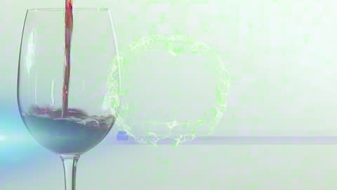 Red Wine Pouring into Glass with Energy Network Animation