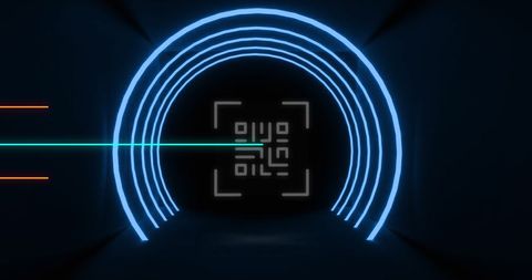 Glowing QR Code Amid Neon Arches Online Security Theme - Download Free Stock Images Pikwizard.com