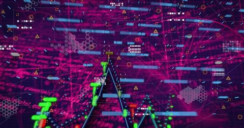 Abstract Digital Data Visualization with Futuristic Graphs and Icons