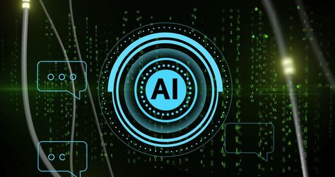 Abstract AI Concept with Binary Code and Chat Bubbles - Download Free Stock Images Pikwizard.com