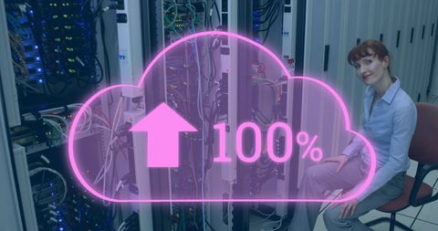 Woman in Data Center with Cloud Computing Concept - Download Free Stock Images Pikwizard.com
