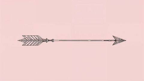 Line art arrow on pale pink background infusing modern minimalism