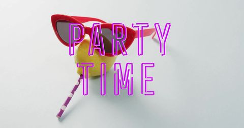 Fun and Festive Lemon with Glasses and Party Time Text - Download Free Stock Images Pikwizard.com