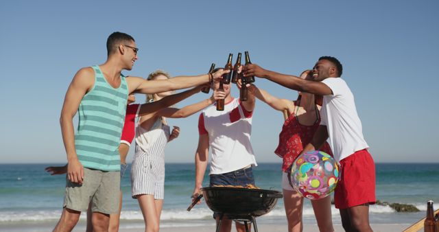 Diverse Friends Celebrating with Beach Barbecue and Drinks - Download Free Stock Images Pikwizard.com