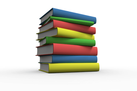 Colorful books stack on transparent background for education concepts