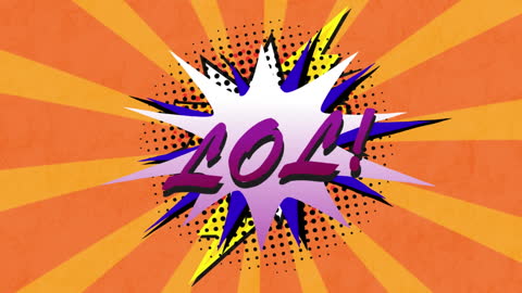 Retro Comic Speech Bubble with LOL Text on Orange Background