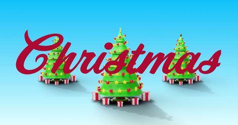 Festive Christmas Greeting with Decorated Trees and Gifts