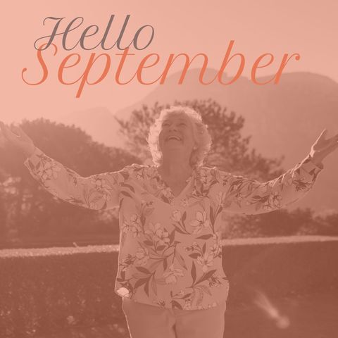 joyful senior woman welcoming september in garden - Download Free Stock Templates Pikwizard.com