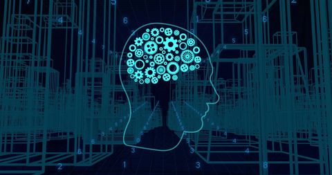 Human Head Silhouette with Gears: Artificial Intelligence Concept - Download Free Stock Images Pikwizard.com